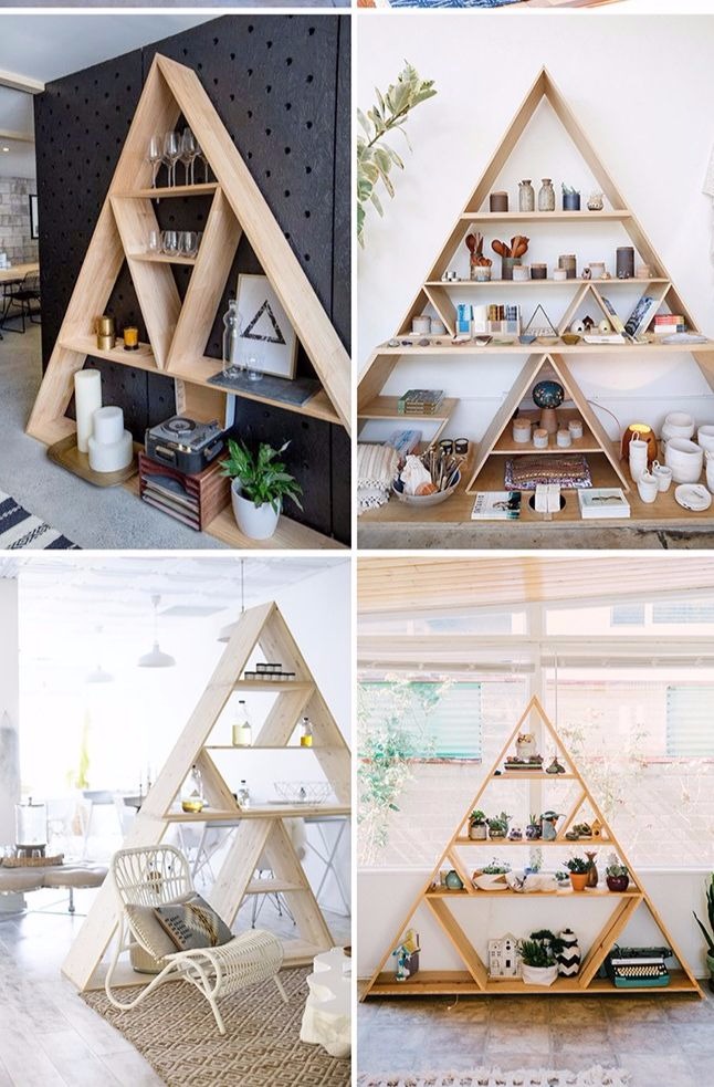 μοντέρνα τρίγωνη βιβλιοθήκη