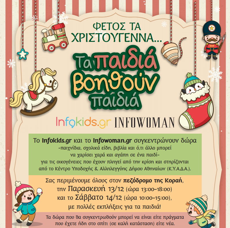 Φέτος τα Χριστούγεννα τα παιδιά βοηθούν παιδιά: Infokids.gr και Infowoman.gr στηρίζουν τις οικογένειες σε ανάγκη