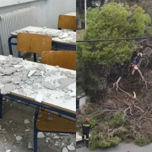 Άγιο είχαν οι μαθητές: Στην Καλαμάτα έπεσαν σοβάδες στην τάξη - Στη Μυτιλήνη δέντρο στο προαύλιο