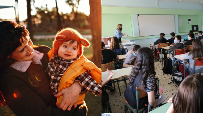 Καθηγήτρια ΕΠΑΛ διδάσκει μέσα στην τάξη αγκαλιά με το μωρό της γιατί δεν βρήκε θέση να το γράψει σε  παιδικό σταθμό